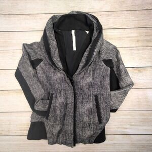 Lululemon Athletica Shawl Collar Wrap Jacket Space Dye Black White Size 8